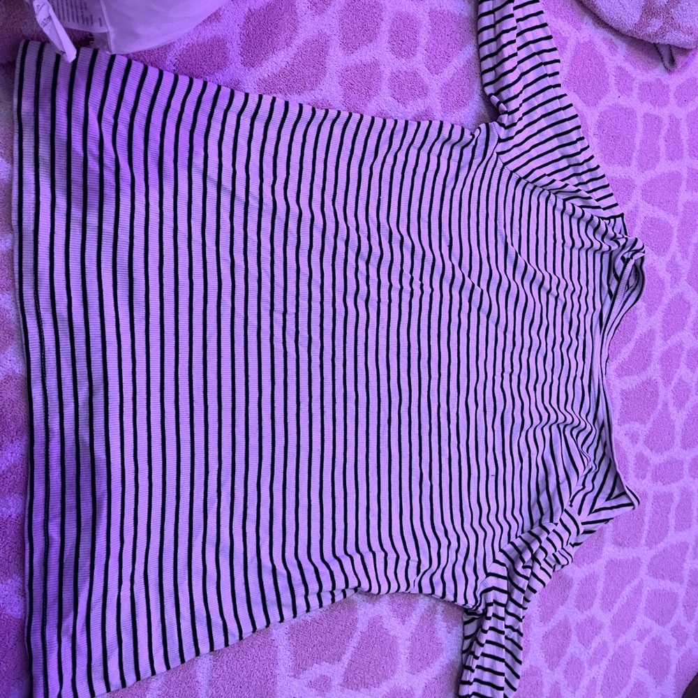 Time and Tru Striped Long Sleeve Tee - Black and White